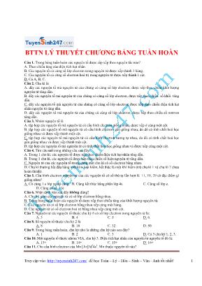 Bài tập lý thuyết Hóa học Lớp 11 - Chương Bảng tuần hoàn